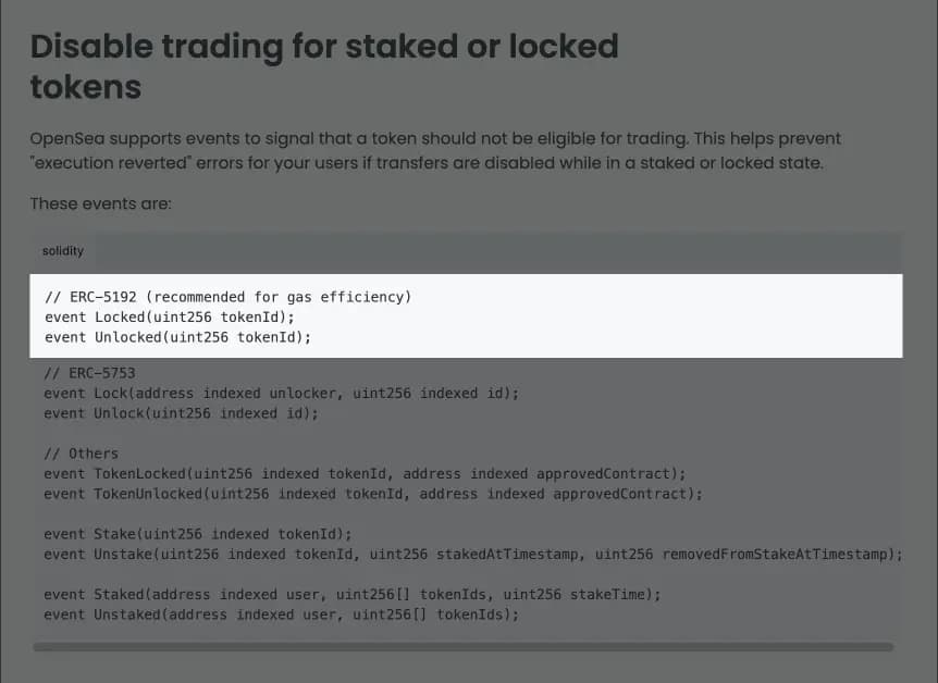 ERC-5192がOpenSeaでサポートされている