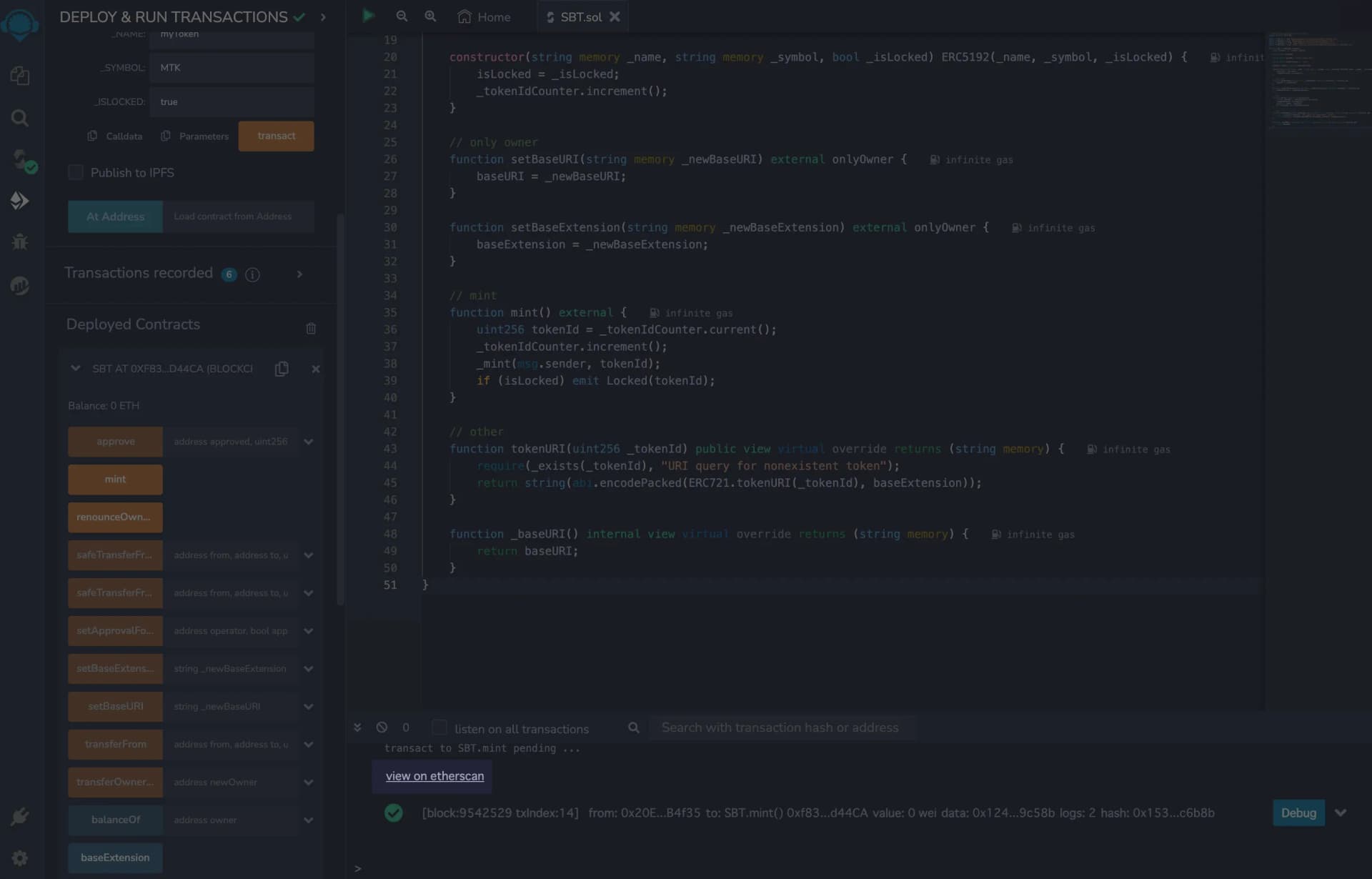 view on etherscan
